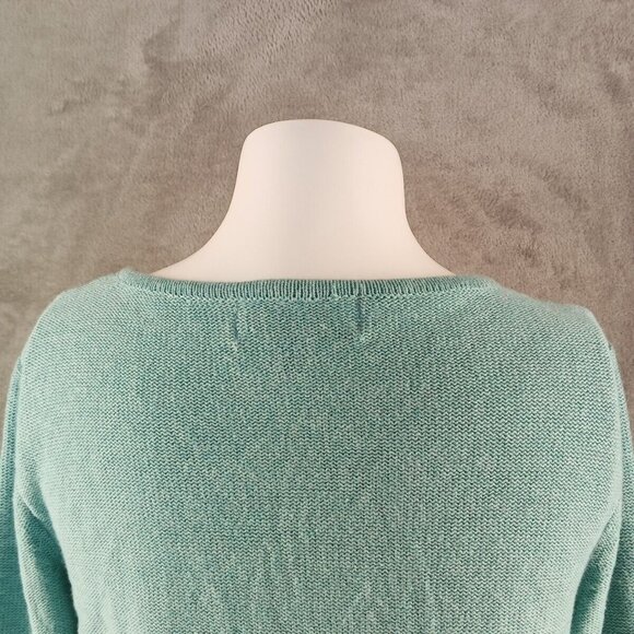 NWT KAREN SCOTT Textured Patchwork Sweater MEDIUM(8-10) Teal Aqua Cotton V-neck - Picture 10 of 12